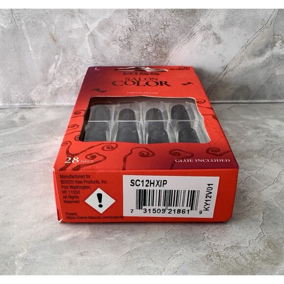 KISS Salon Color Halloween Press On Nails Let's Boo This’ Navy Long Square New - Picture 5 of 6